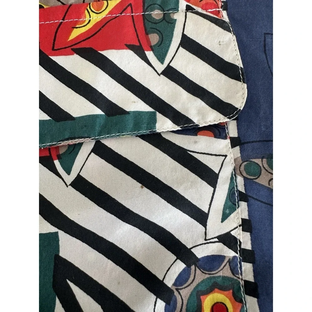 VTG 90s Abstract Graphic Silk Button Down Shirt Mens Fresh Prince Lg Sleeve Sz M